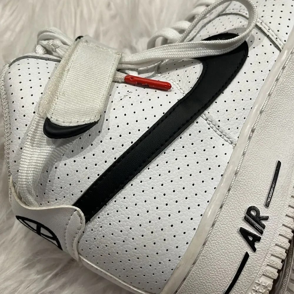 Nike Air Force 1 Youth High Tops - Perforated White & Black Size 6.5Y